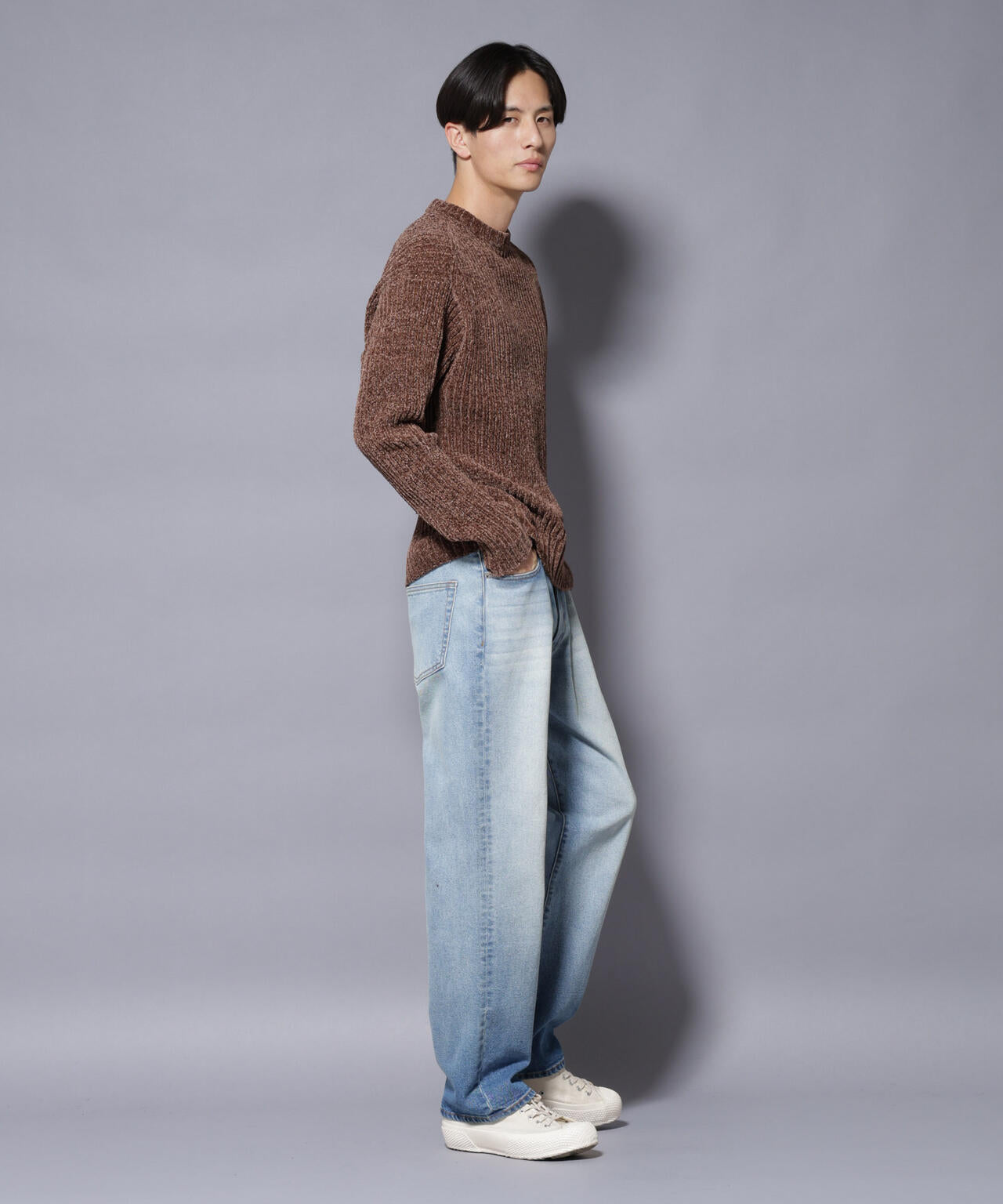 ローゲージ ベロアモール クルーネックニット 6685222238