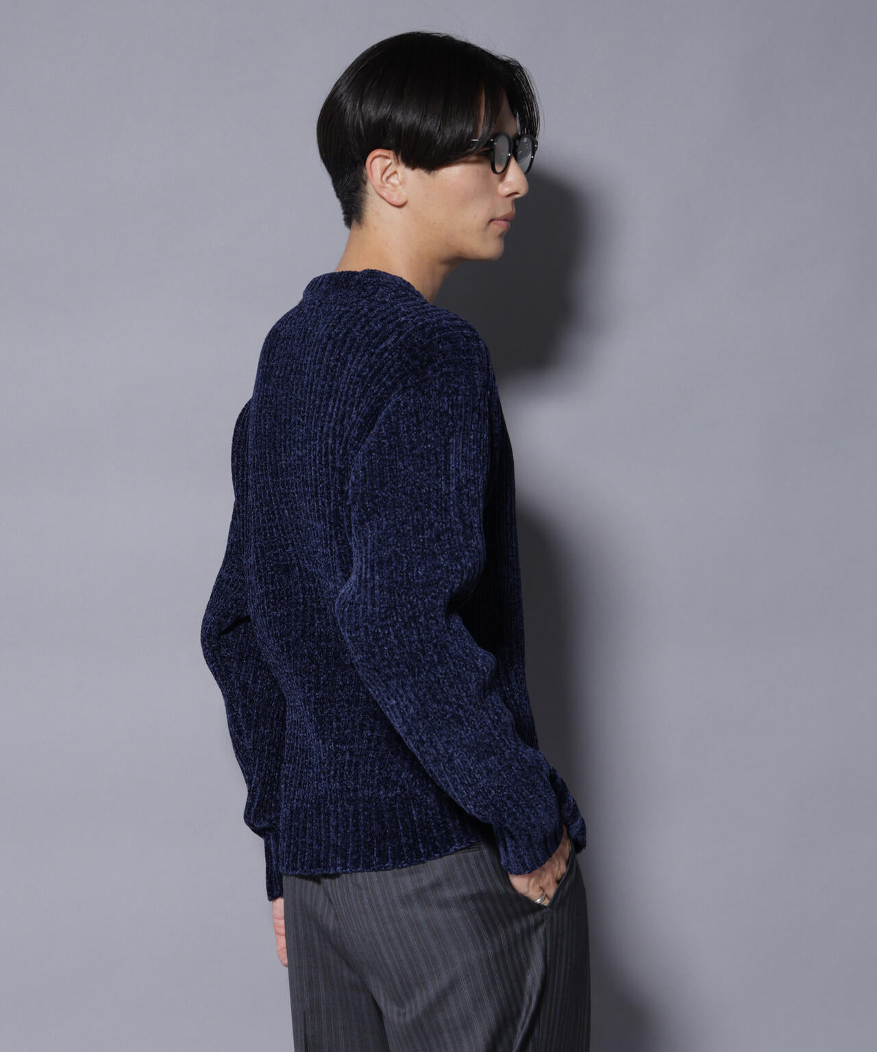 ローゲージ ベロアモール クルーネックニット 6685222238