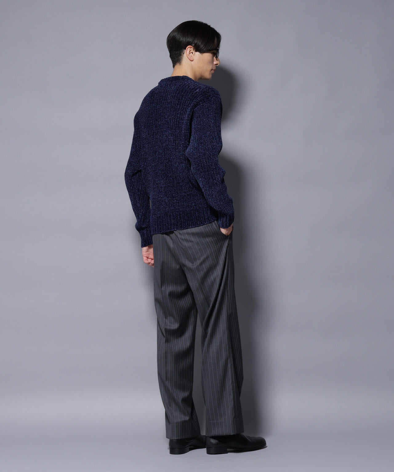 ローゲージ ベロアモール クルーネックニット 6685222238