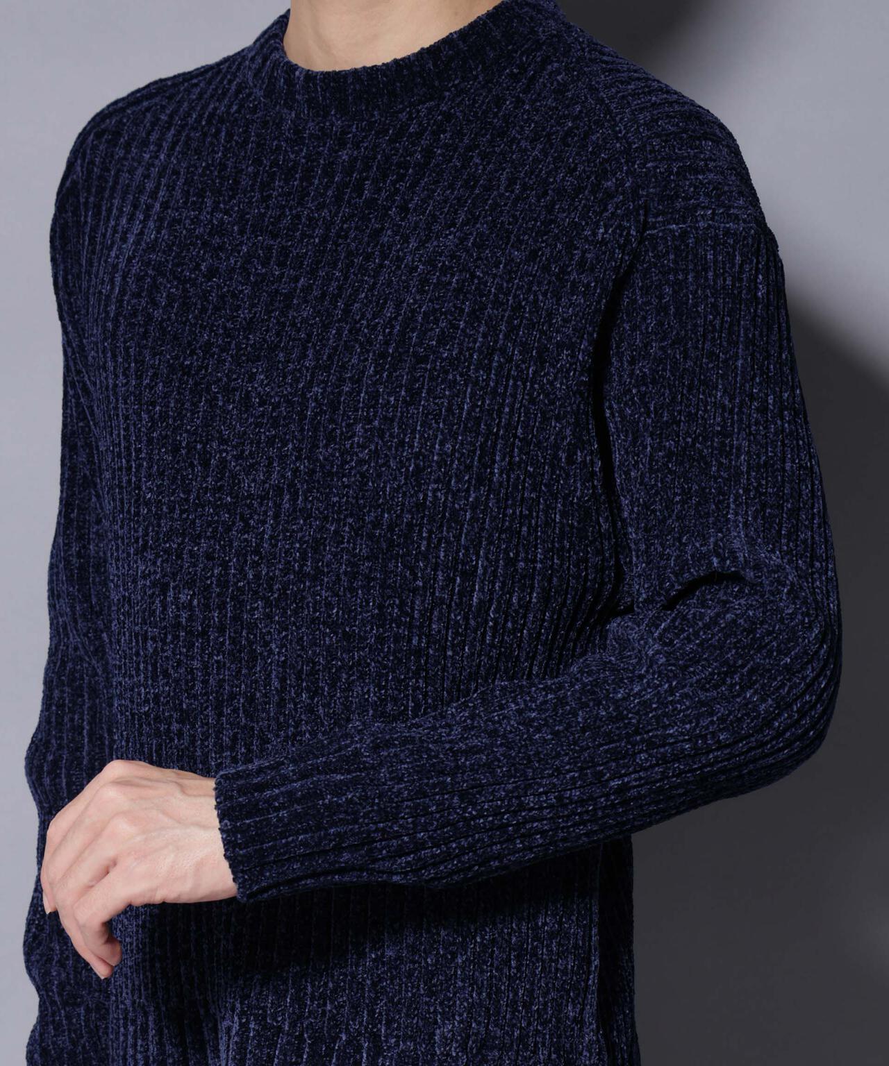 ローゲージ ベロアモール クルーネックニット 6685222238