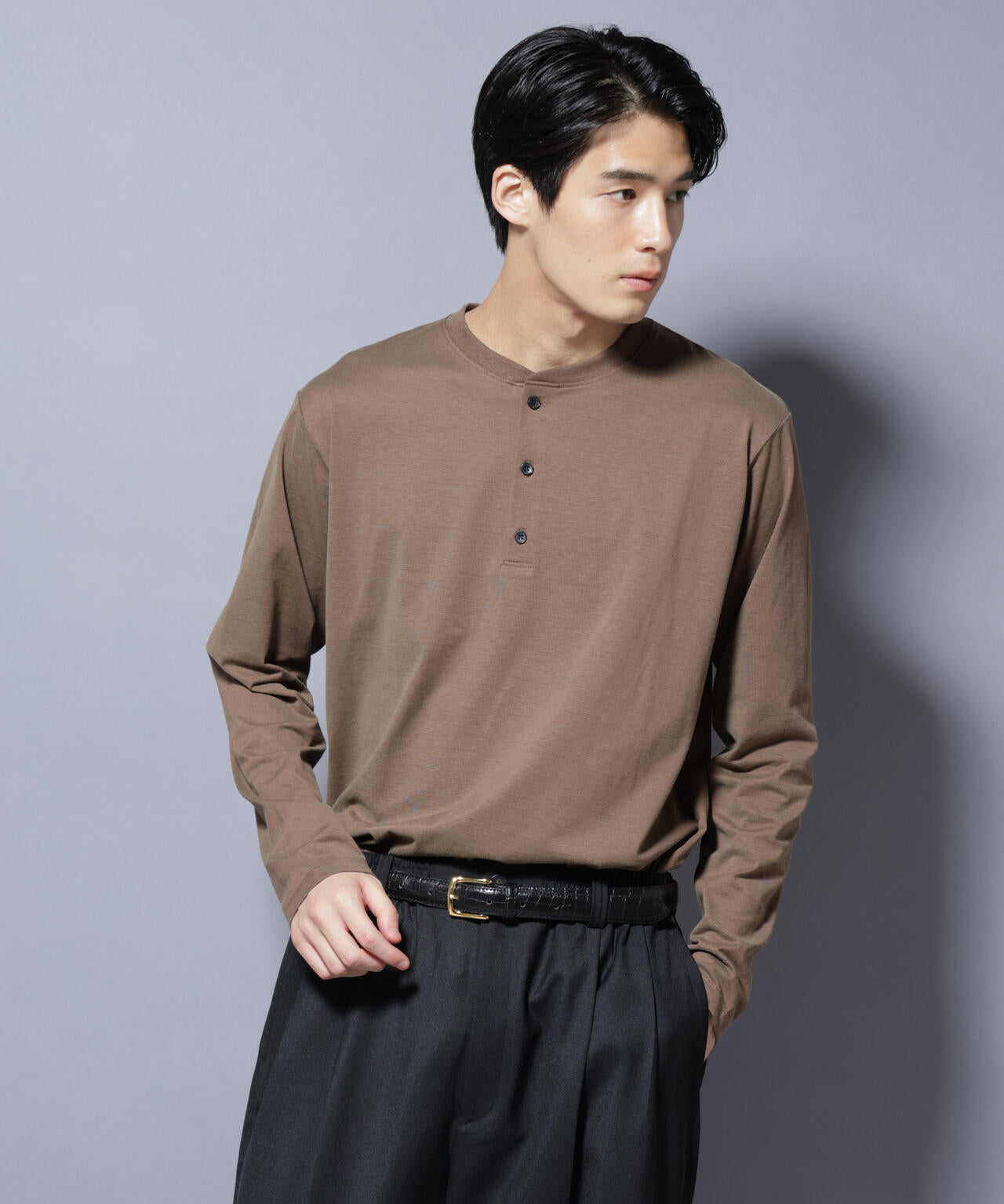 ソラーロライトストレッチヘンリーネックTシャツ 長袖 6685223202