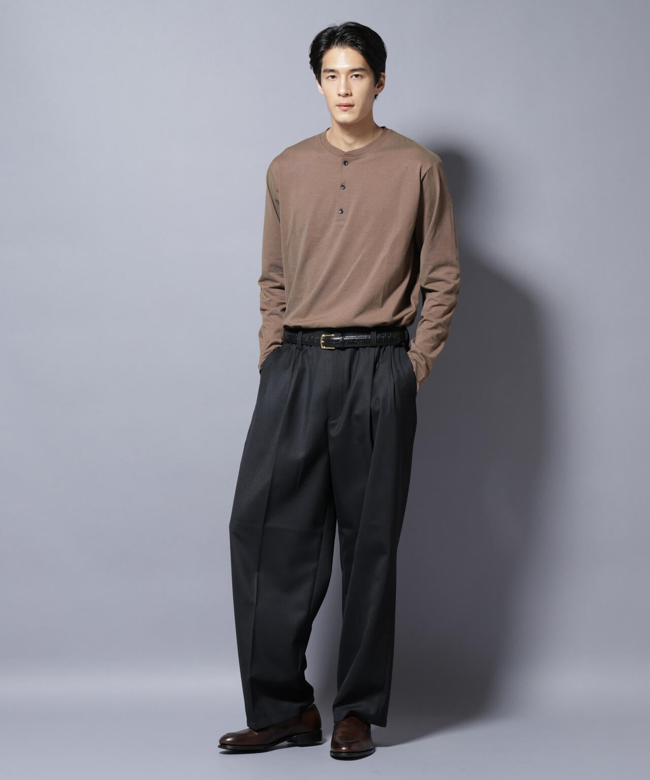 ソラーロライトストレッチヘンリーネックTシャツ 長袖 6685223202
