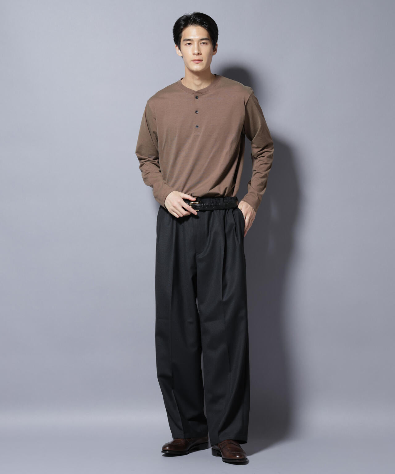 ソラーロライトストレッチヘンリーネックTシャツ 長袖 6685223202