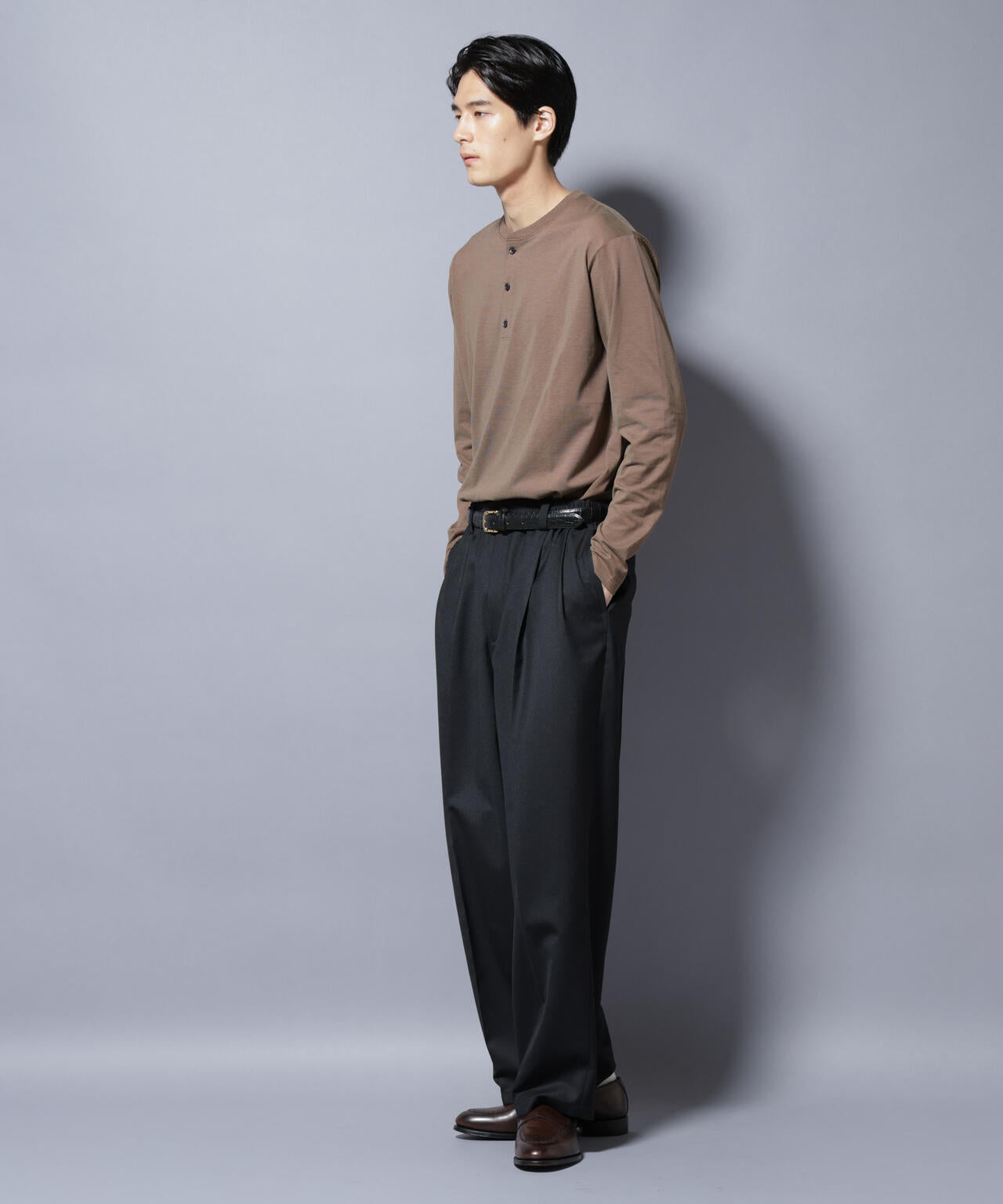 ソラーロライトストレッチヘンリーネックTシャツ 長袖 6685223202