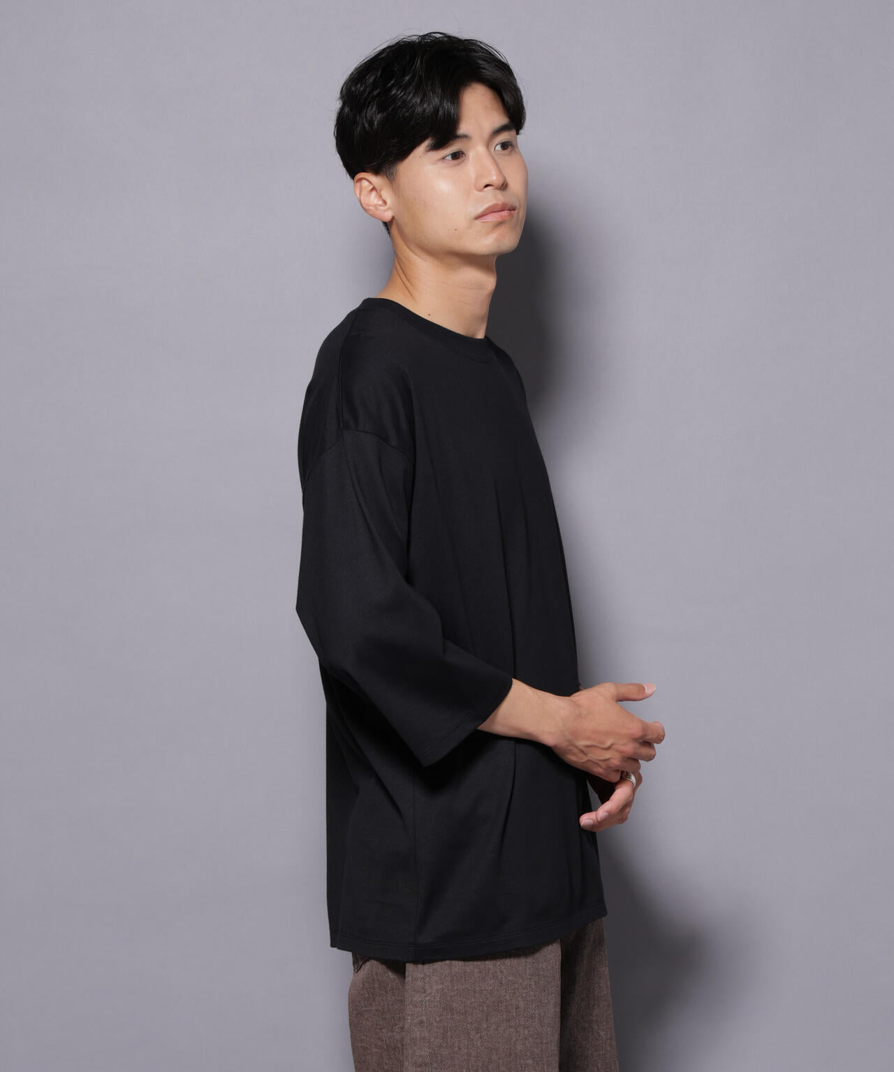 Anti Soaked(R) 汗染み防止 クルーネックワイドTシャツ七分袖 6685223207