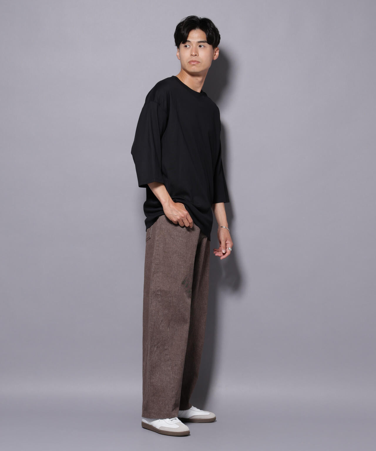 Anti Soaked(R) 汗染み防止 クルーネックワイドTシャツ七分袖 6685223207