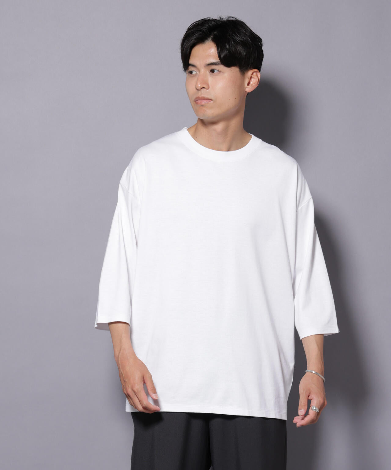 Anti Soaked(R) 汗染み防止 クルーネックワイドTシャツ七分袖 6685223207