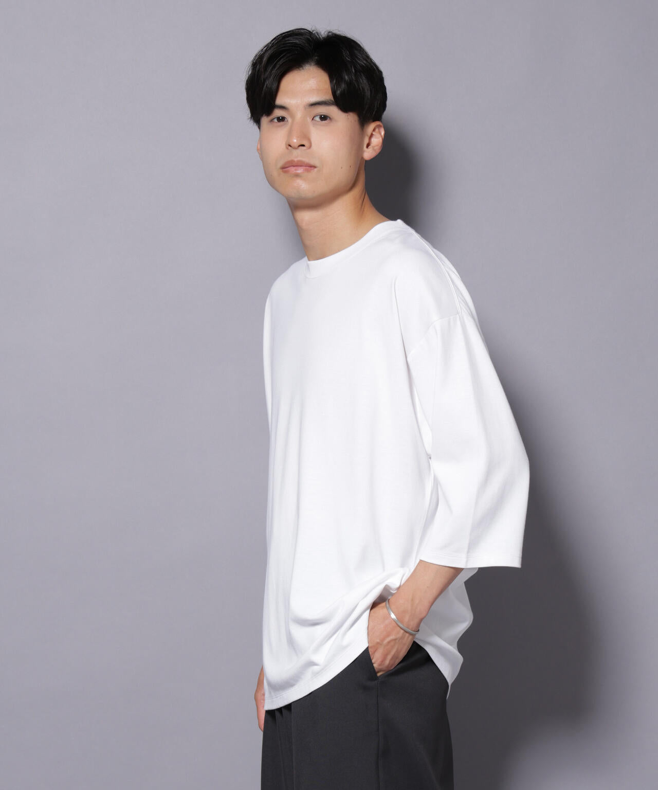 Anti Soaked(R) 汗染み防止 クルーネックワイドTシャツ七分袖 6685223207