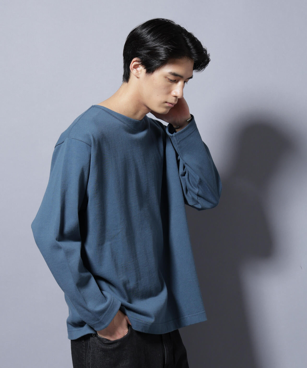 天竺ヘビーコットンボートネックＴシャツ 長袖 6685223212