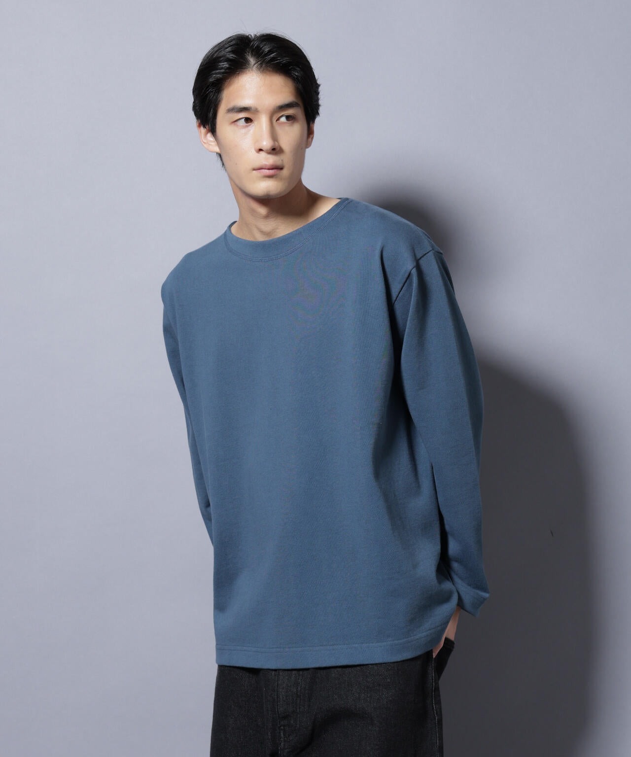 天竺ヘビーコットンボートネックTシャツ 長袖