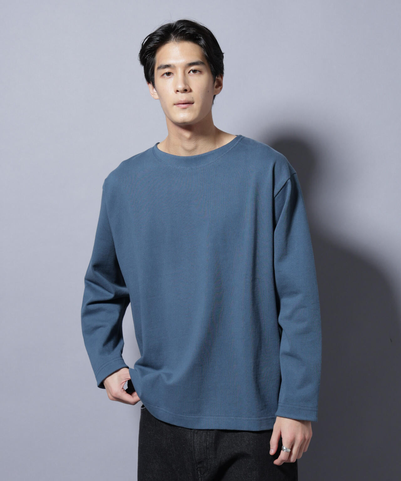 天竺ヘビーコットンボートネックＴシャツ 長袖 6685223212