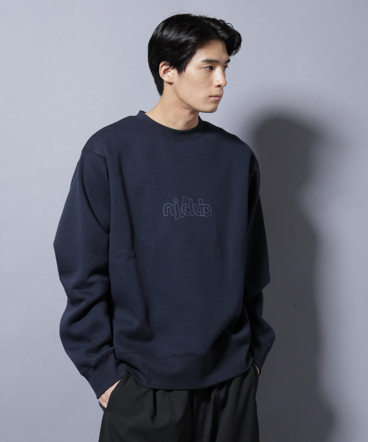 NJ/CLUB」裏起毛 ジャージークルーネックスウェット
