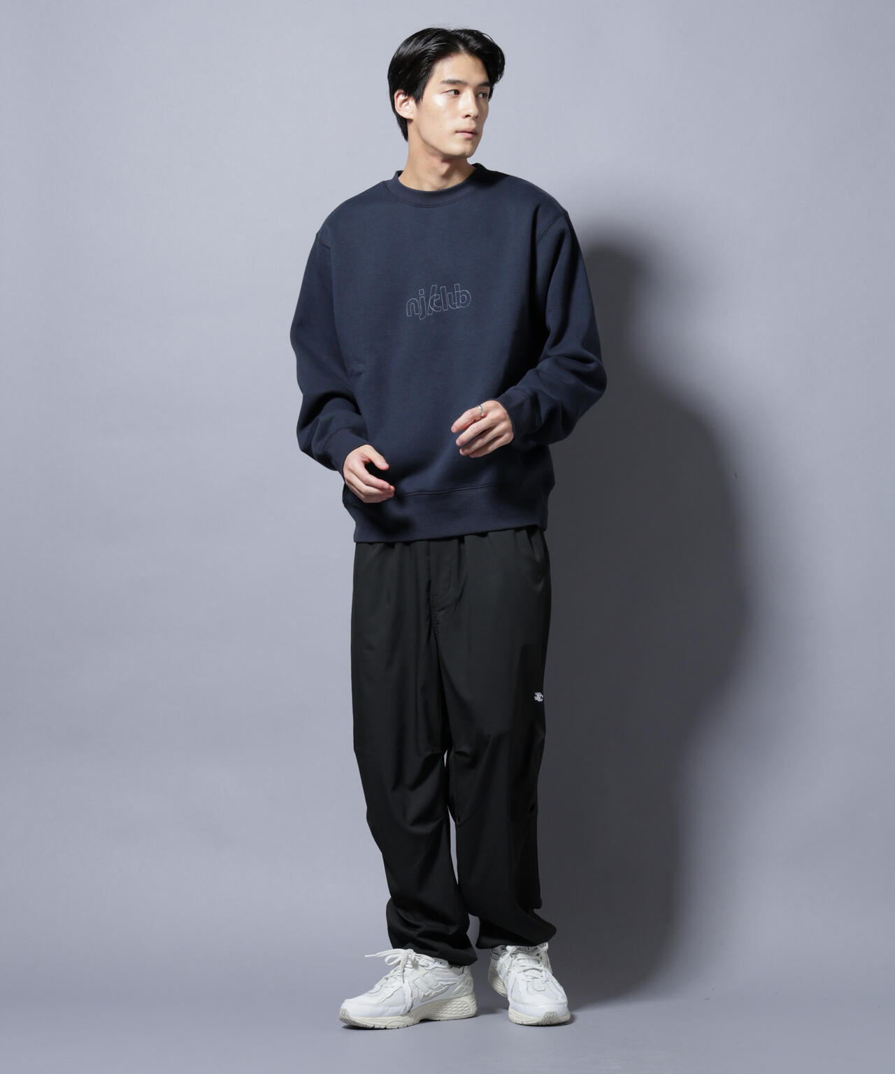 NJ/CLUB」裏起毛 ジャージークルーネックスウェット