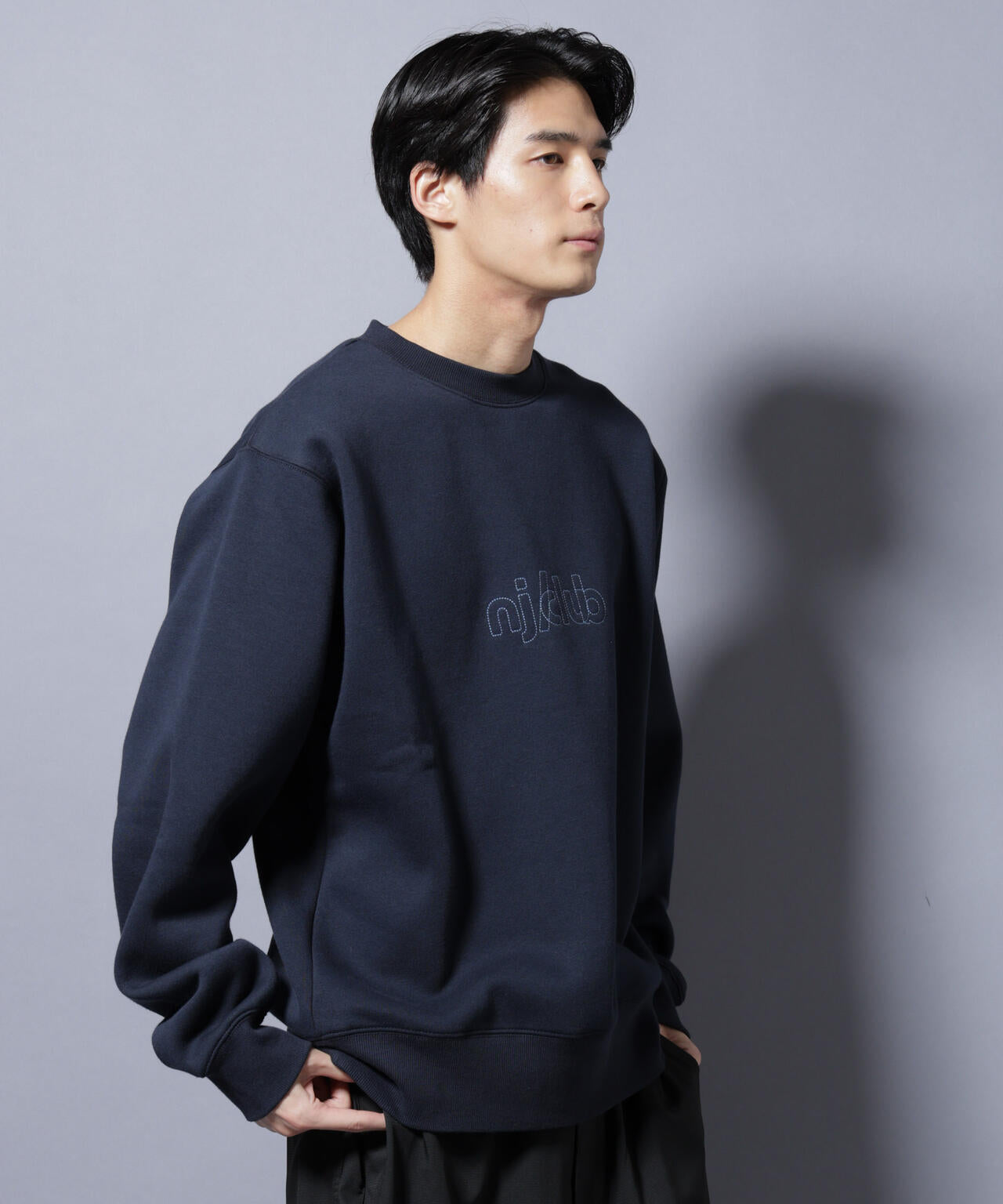 NJ/CLUB」裏起毛 ジャージークルーネックスウェット