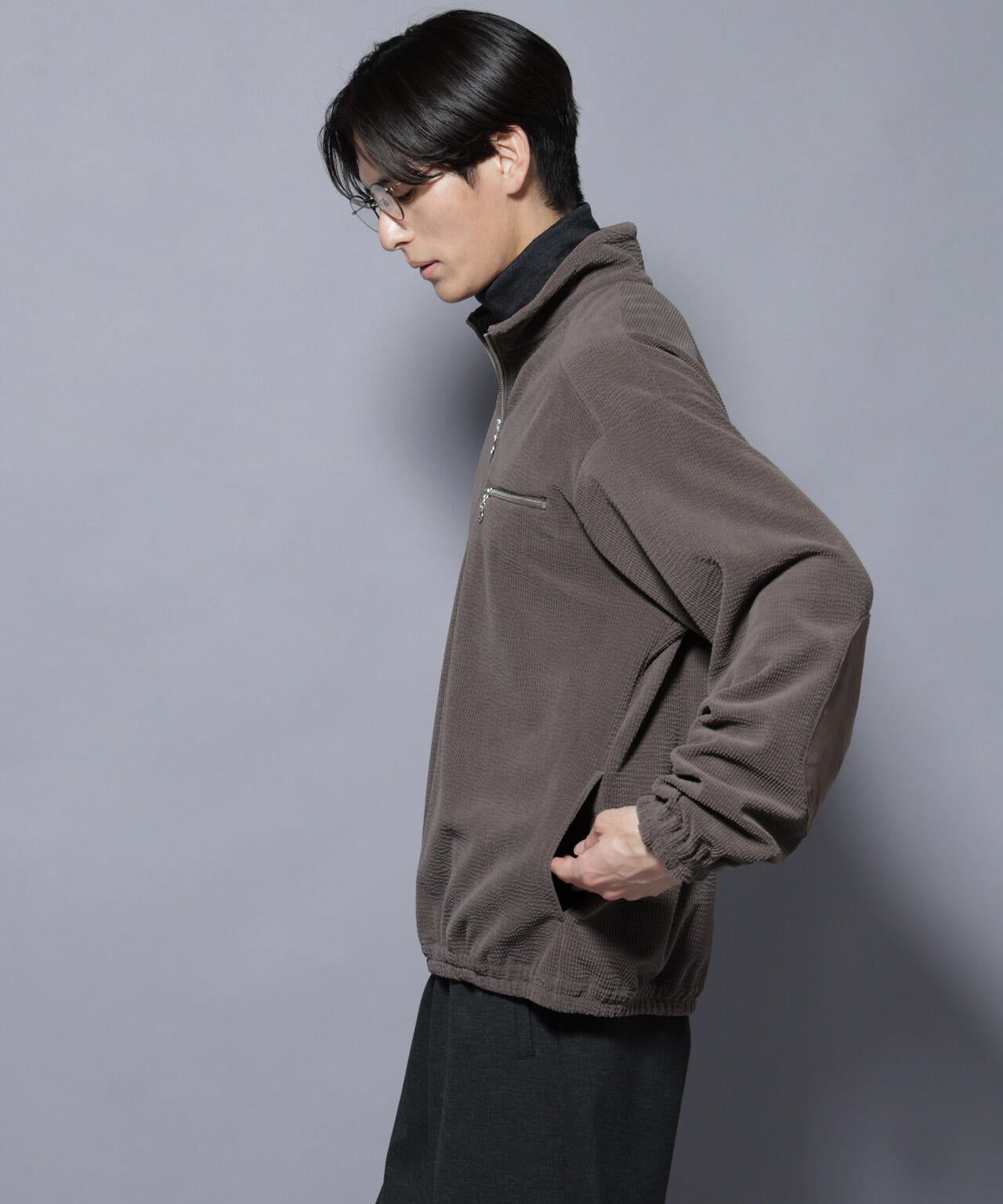 Libelice コーデュロイ　ウェア セール】オンブレチェック 襟コーデュロイ ZIPブルゾン