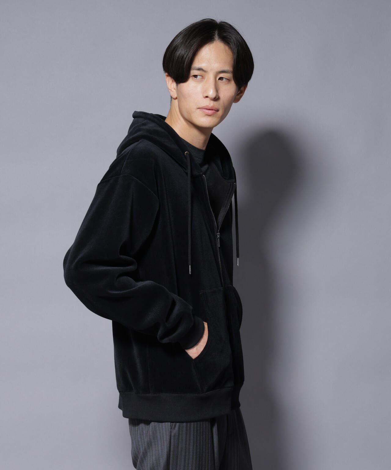 クロコ加工フリース ZIPパーカ