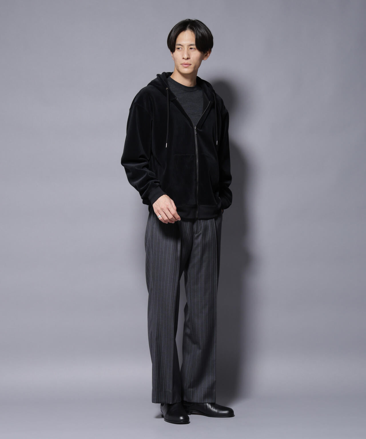 クロコ加工フリース ZIPパーカ