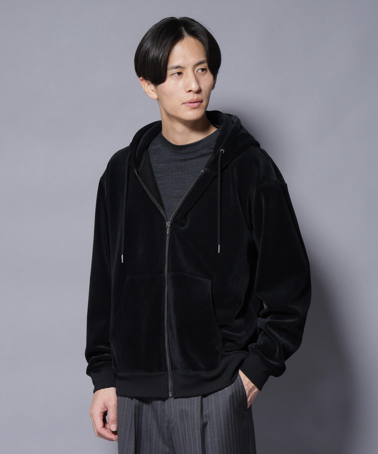 クロコ加工フリース ZIPパーカ