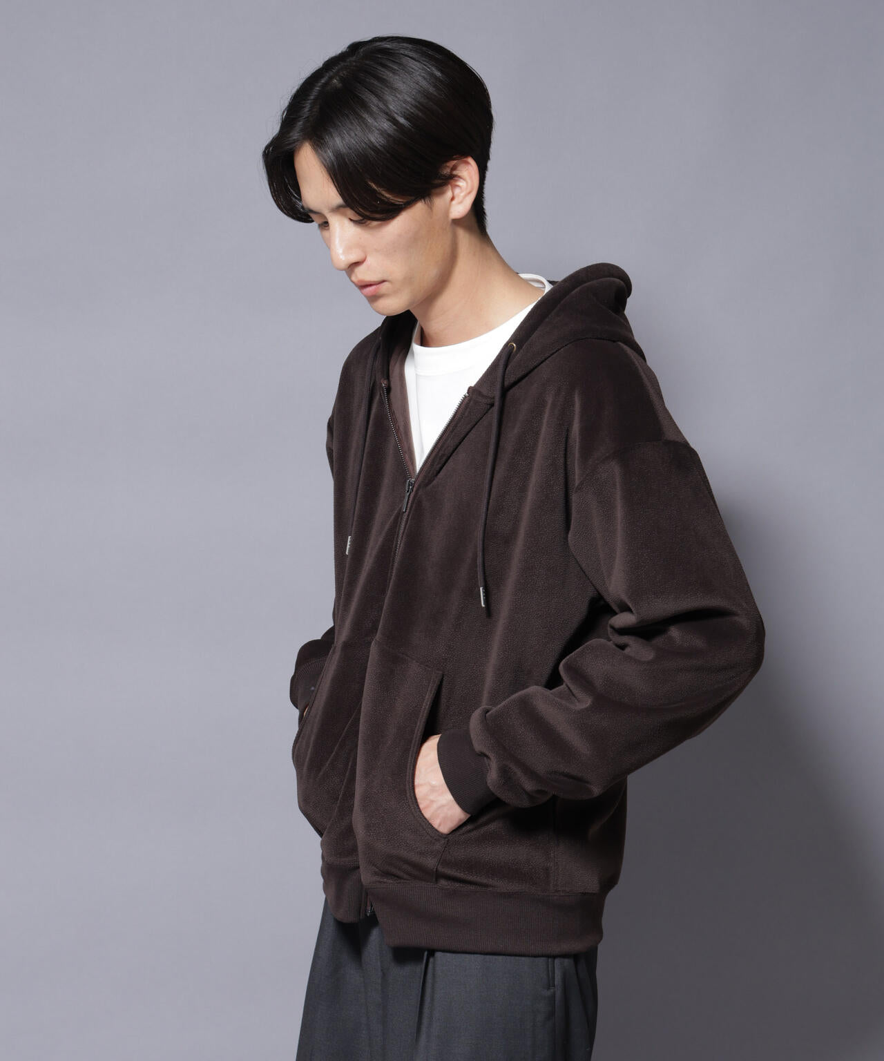 クロコ加工フリース ZIPパーカ 6685223245