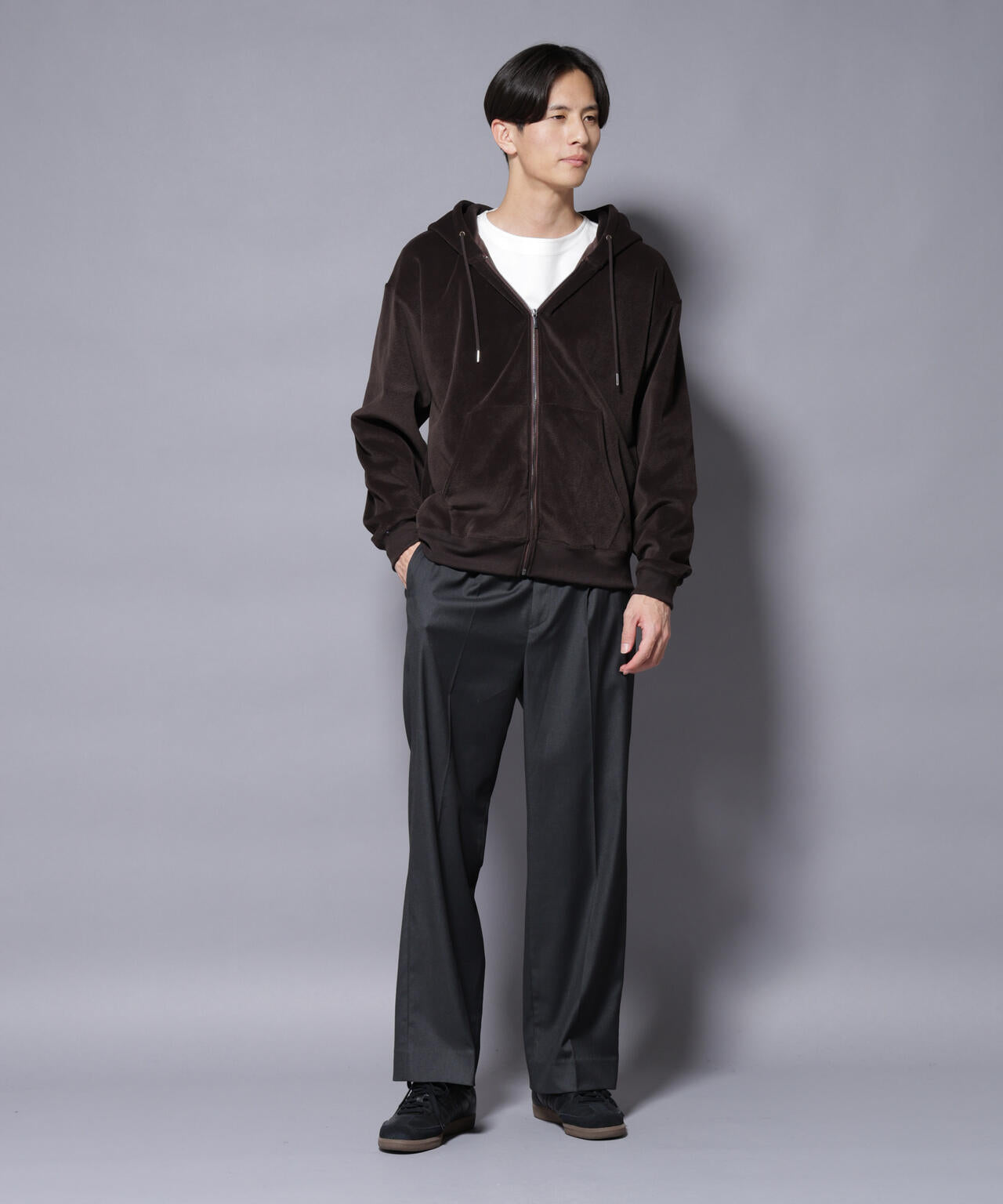 クロコ加工フリース ZIPパーカ 6685223245