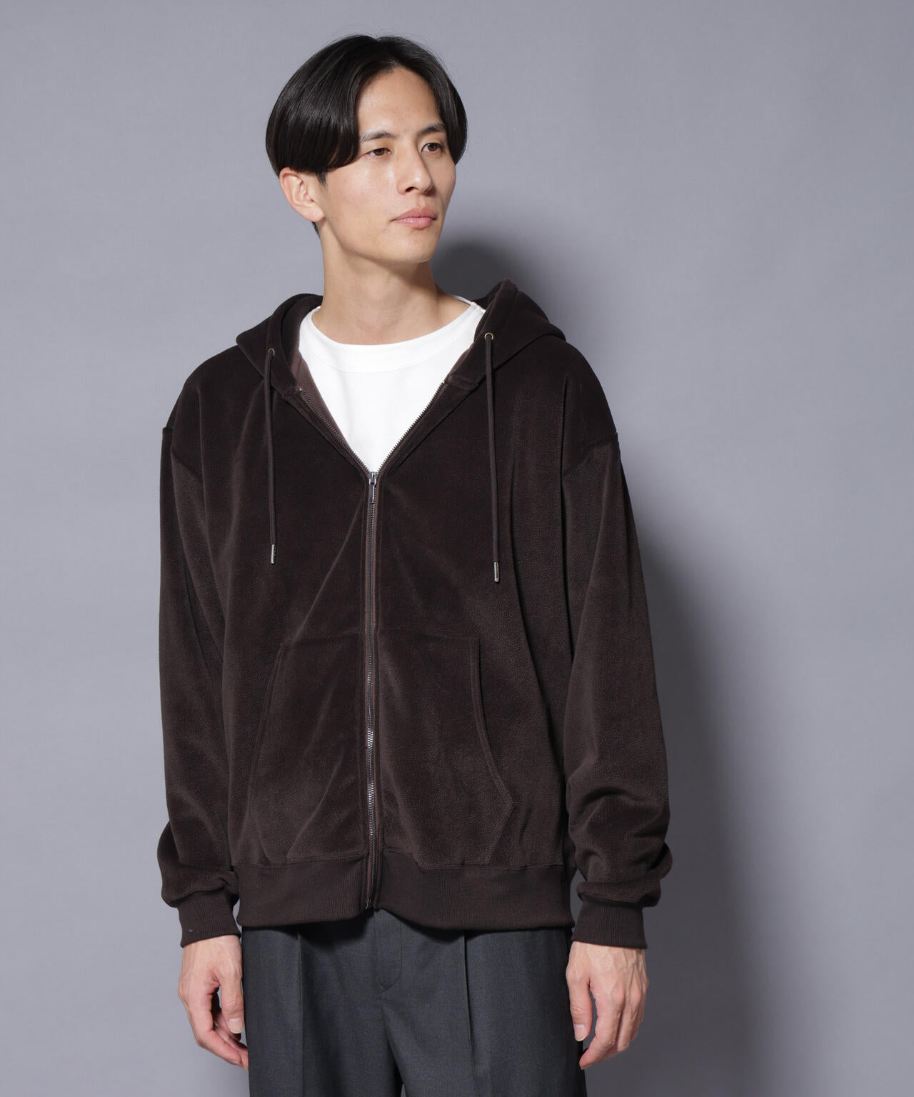 クロコ加工フリース ZIPパーカ 6685223245