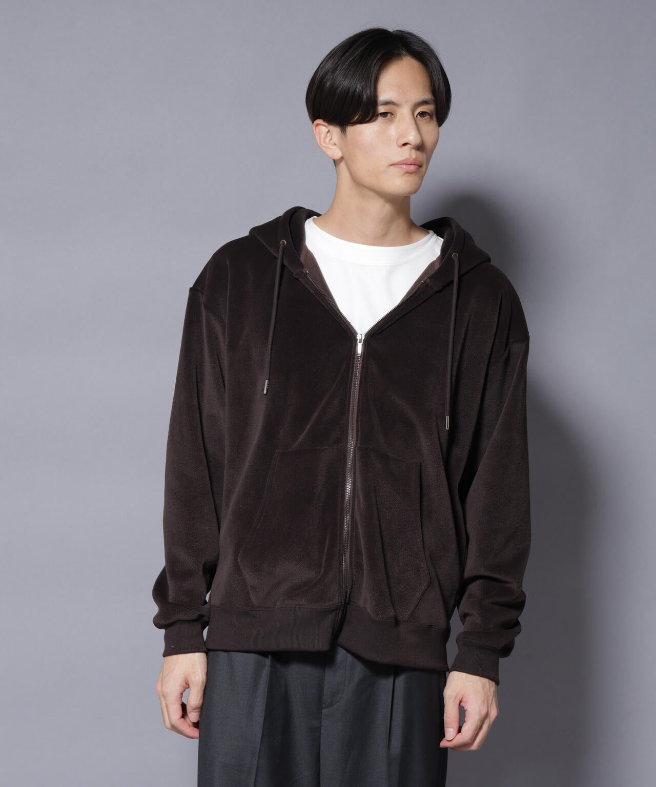 クロコ加工フリース ZIPパーカ 6685223245