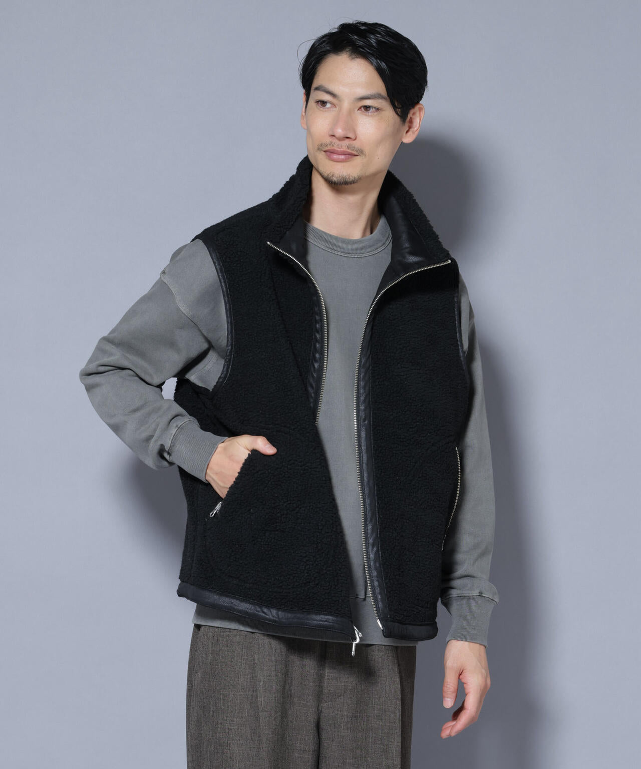 クラックフェイクムートンリバーシブルベスト 6685225203