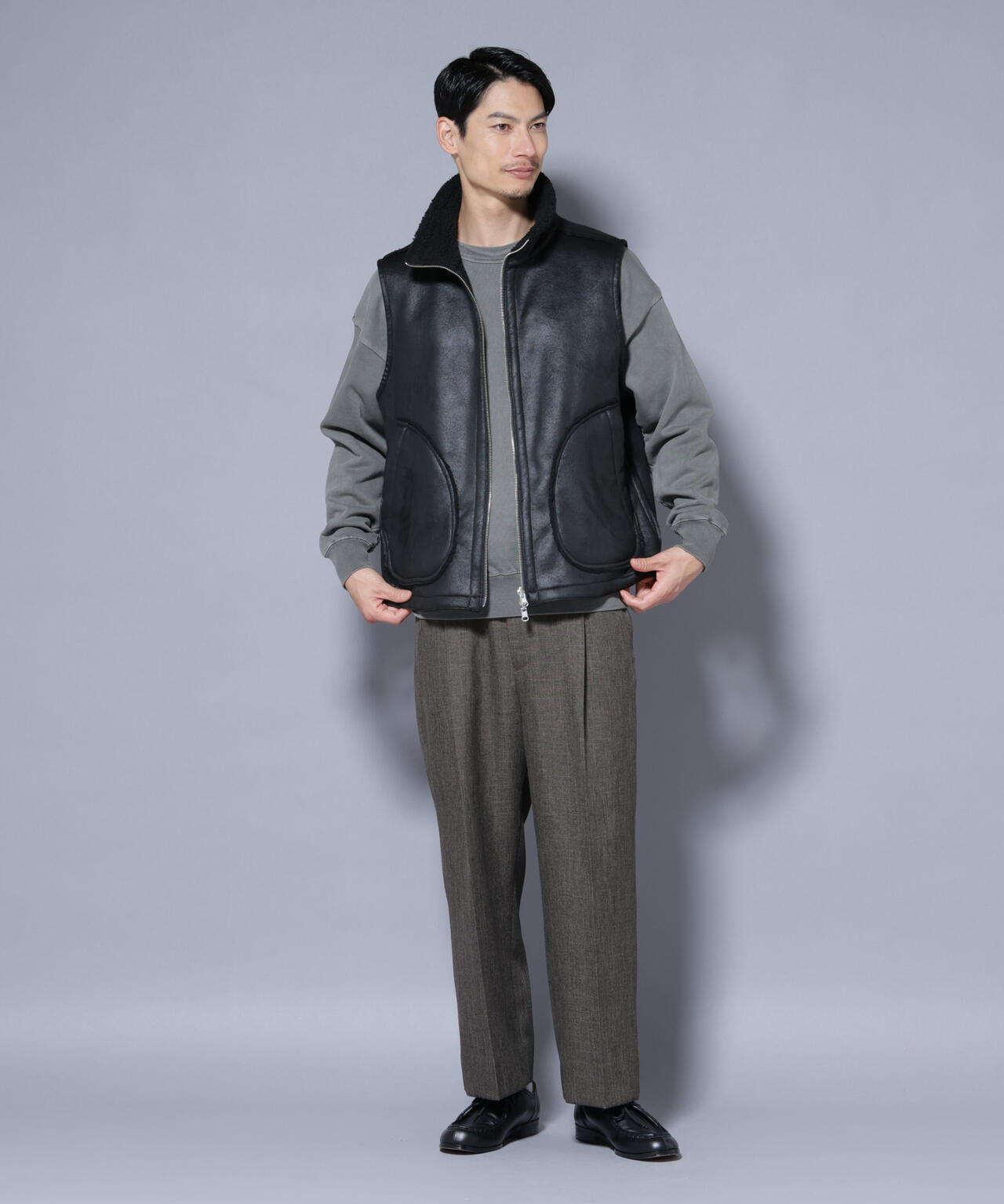 クラックフェイクムートンリバーシブルベスト 6685225203