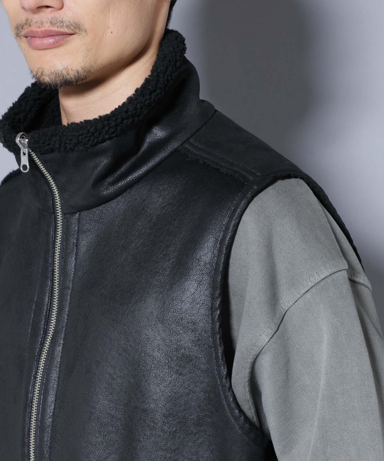 クラックフェイクムートンリバーシブルベスト 6685225203