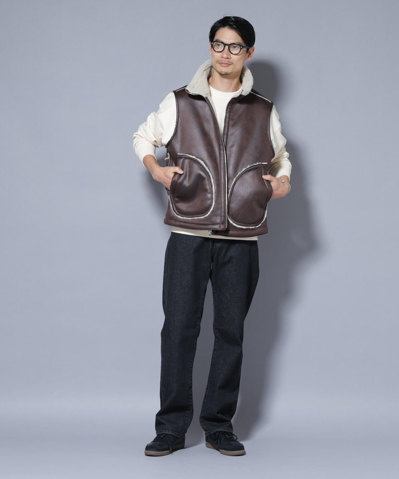 クラックフェイクムートンリバーシブルベスト 6685225203