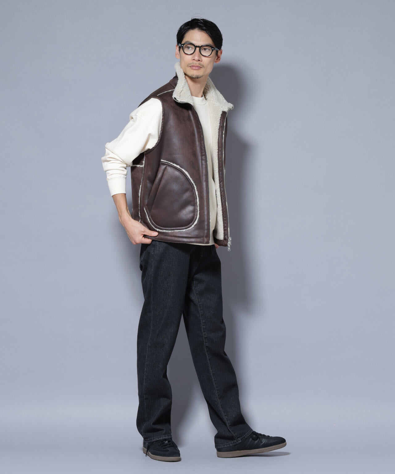 クラックフェイクムートンリバーシブルベスト 6685225203