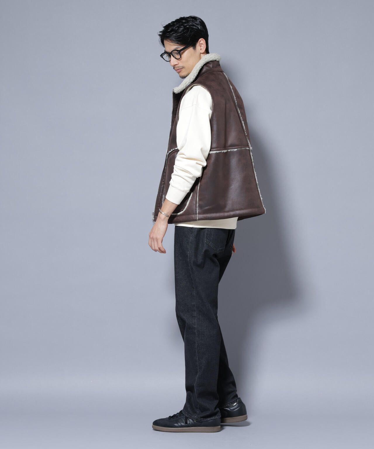 クラックフェイクムートンリバーシブルベスト 6685225203