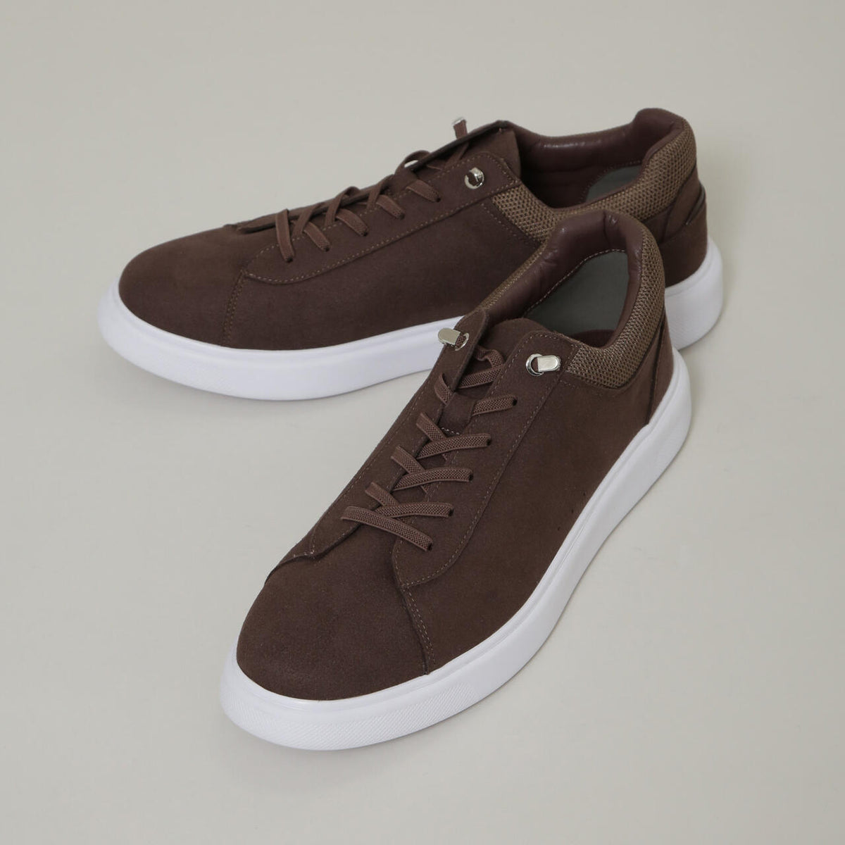 No name ファー付きブラウンスエードスニーカー　超お得品！ ONLINE SHOP限定【no name ノーネーム】ナイロン×スエード