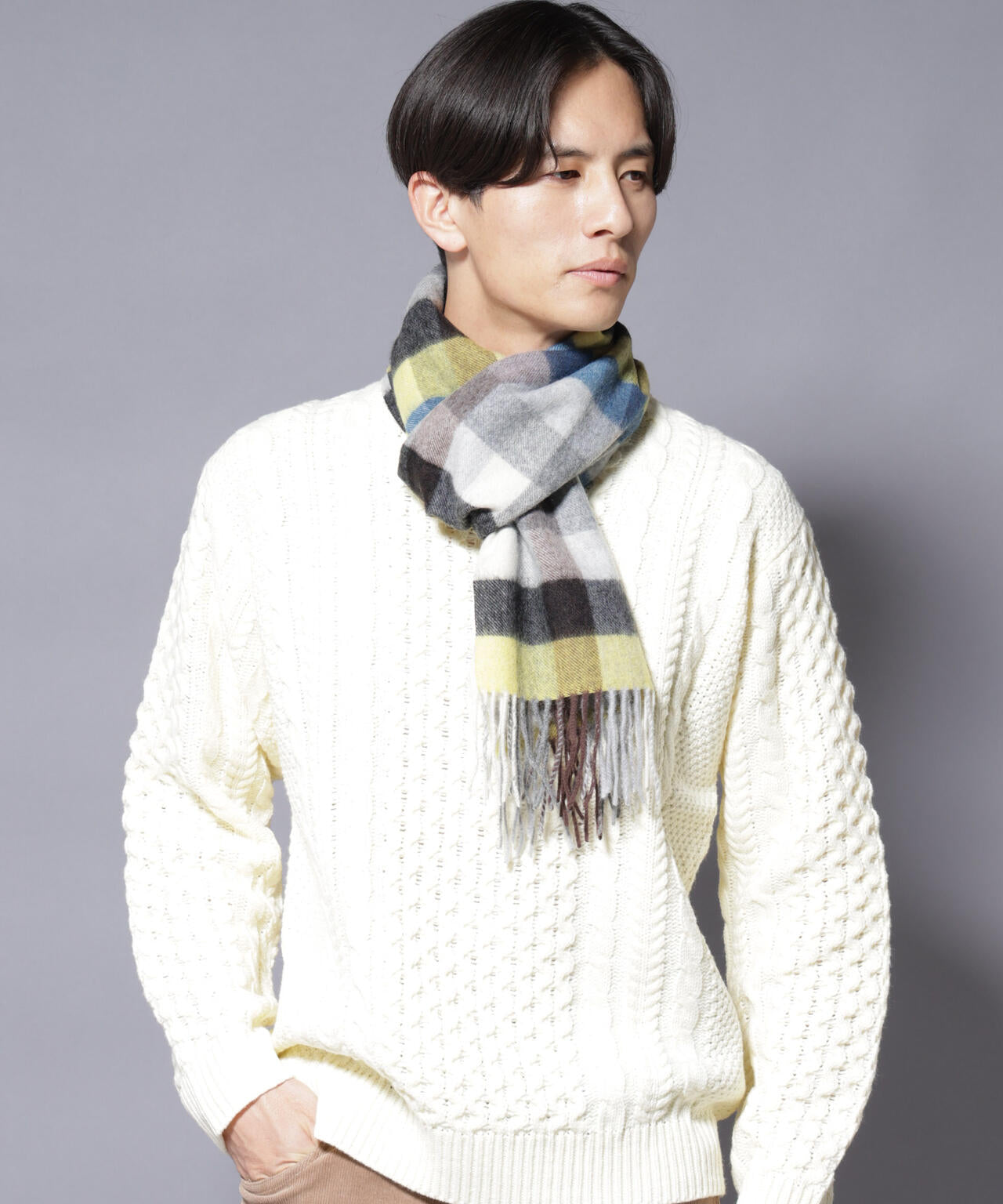 ソフトカシミヤブレンドチェックマフラー