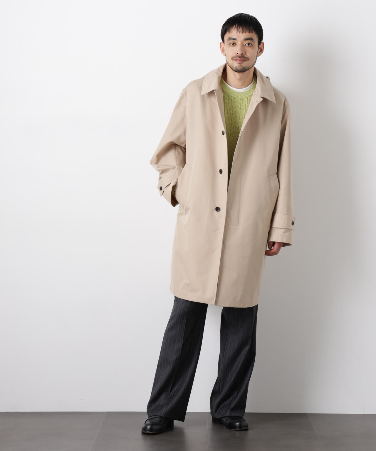 フーデッドステンカラーコート｢WARP PRINT｣ライニング 6686111202