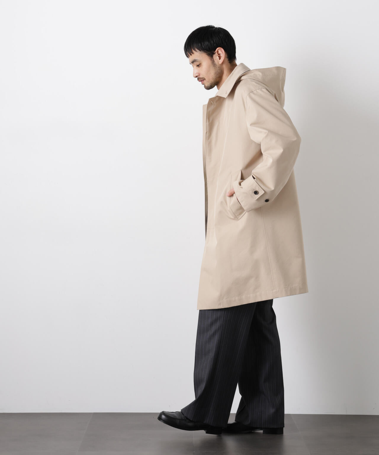 フーデッドステンカラーコート｢WARP PRINT｣ライニング 6686111202