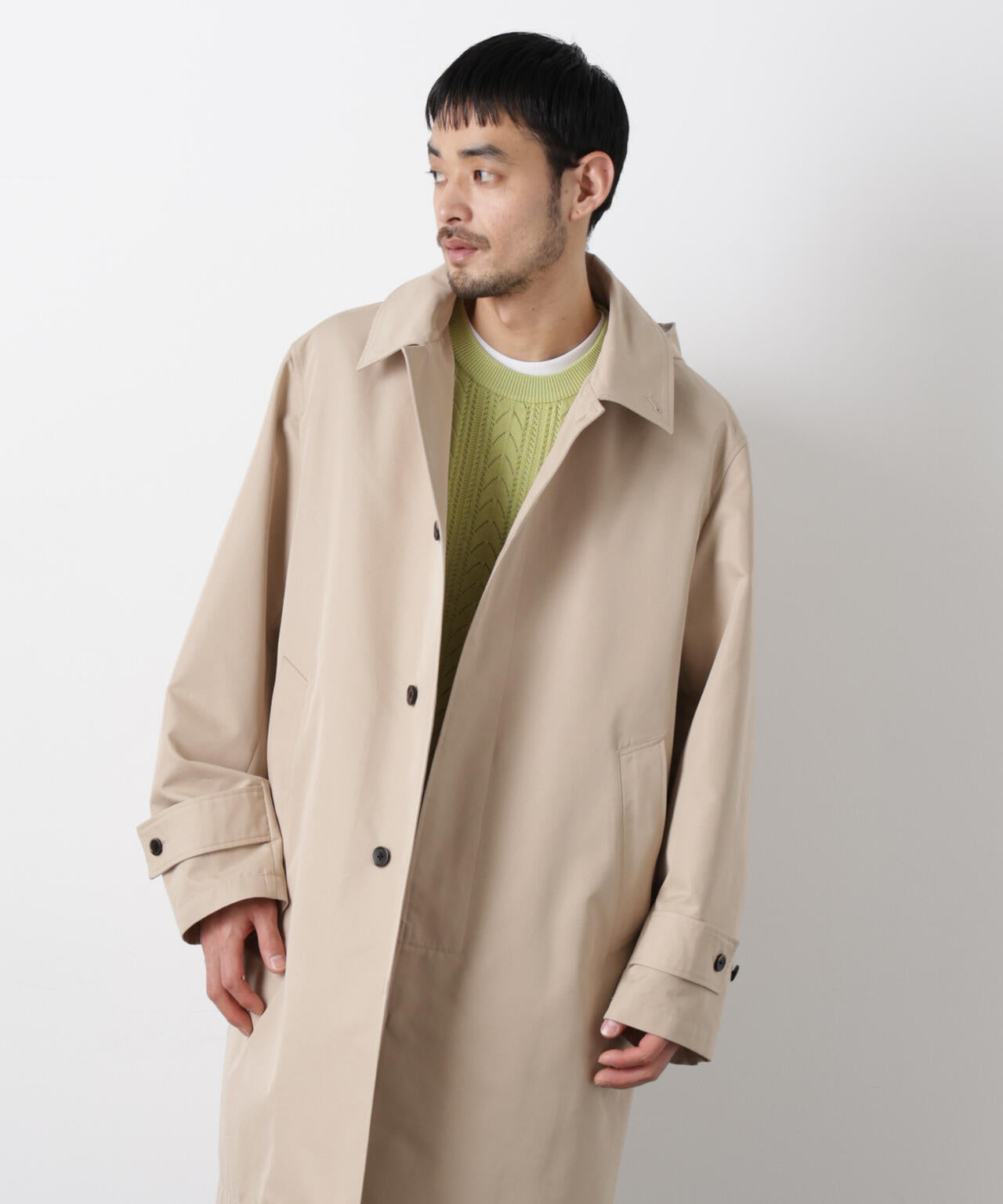 フーデッドステンカラーコート｢WARP PRINT｣ライニング 6686111202