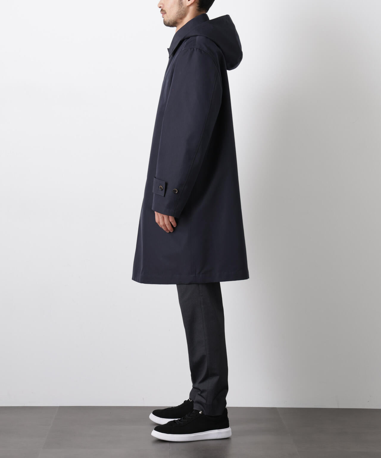 フーデッドステンカラーコート｢WARP PRINT｣ライニング 6686111202