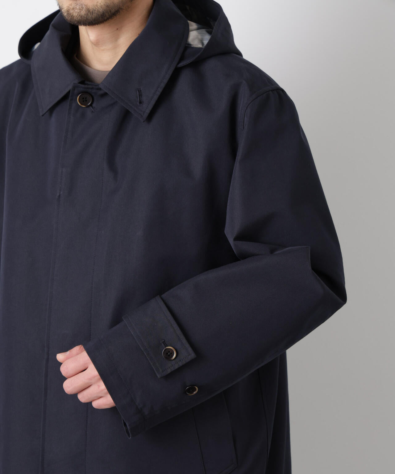 フーデッドステンカラーコート｢WARP PRINT｣ライニング 6686111202