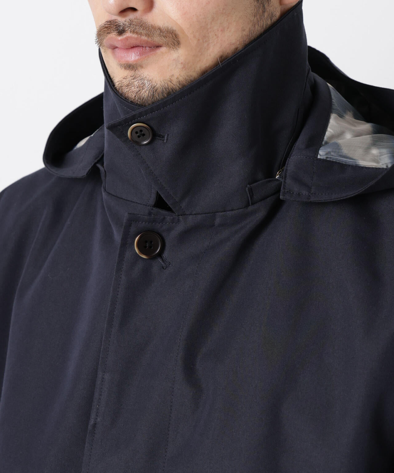 フーデッドステンカラーコート｢WARP PRINT｣ライニング 6686111202