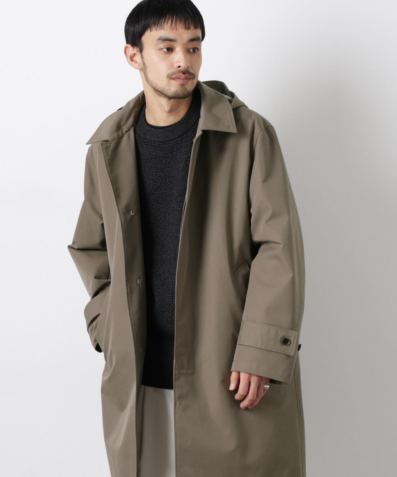 フーデッドステンカラーコート｢WARP PRINT｣ライニング 6686111202