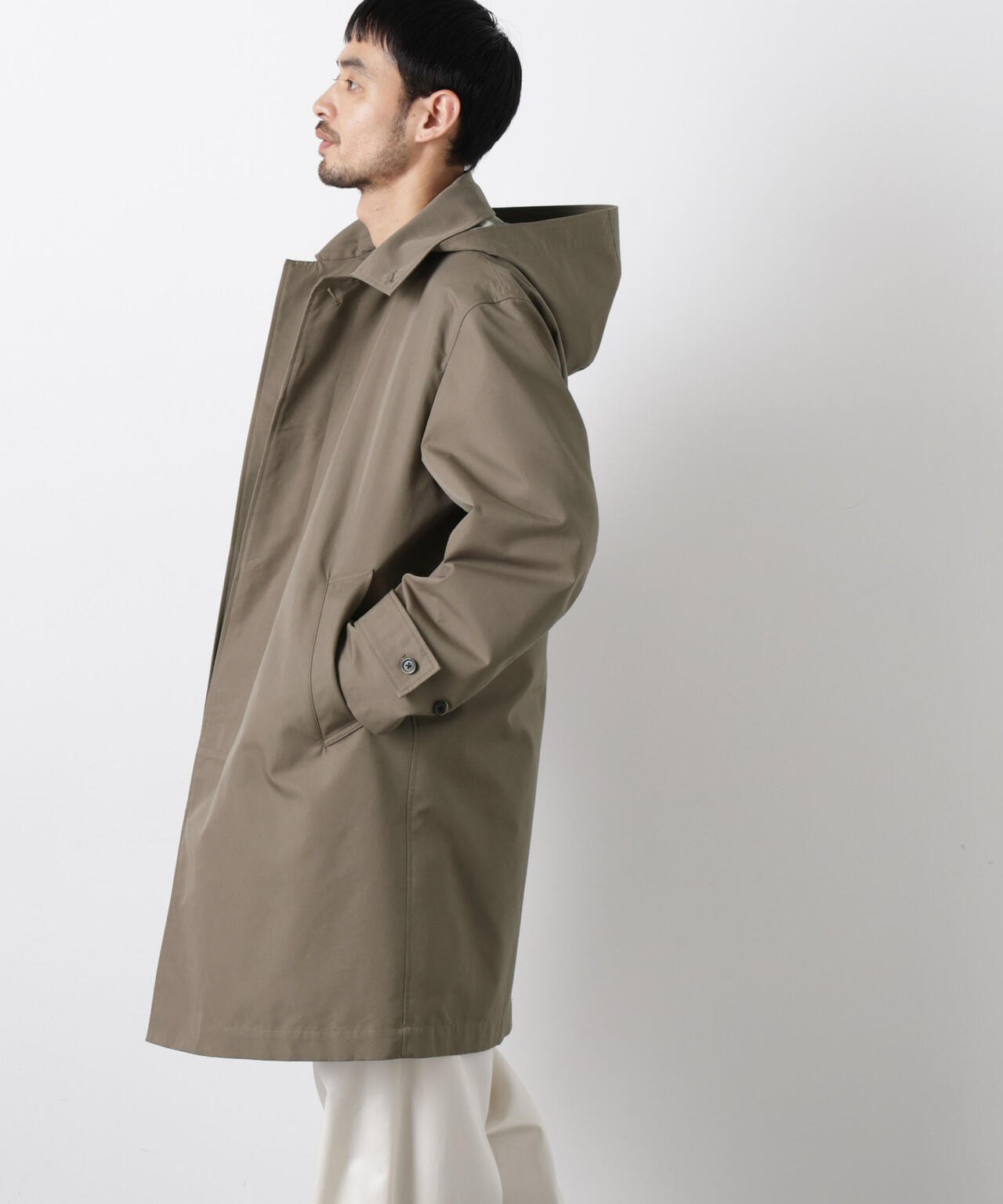 フーデッドステンカラーコート｢WARP PRINT｣ライニング 6686111202