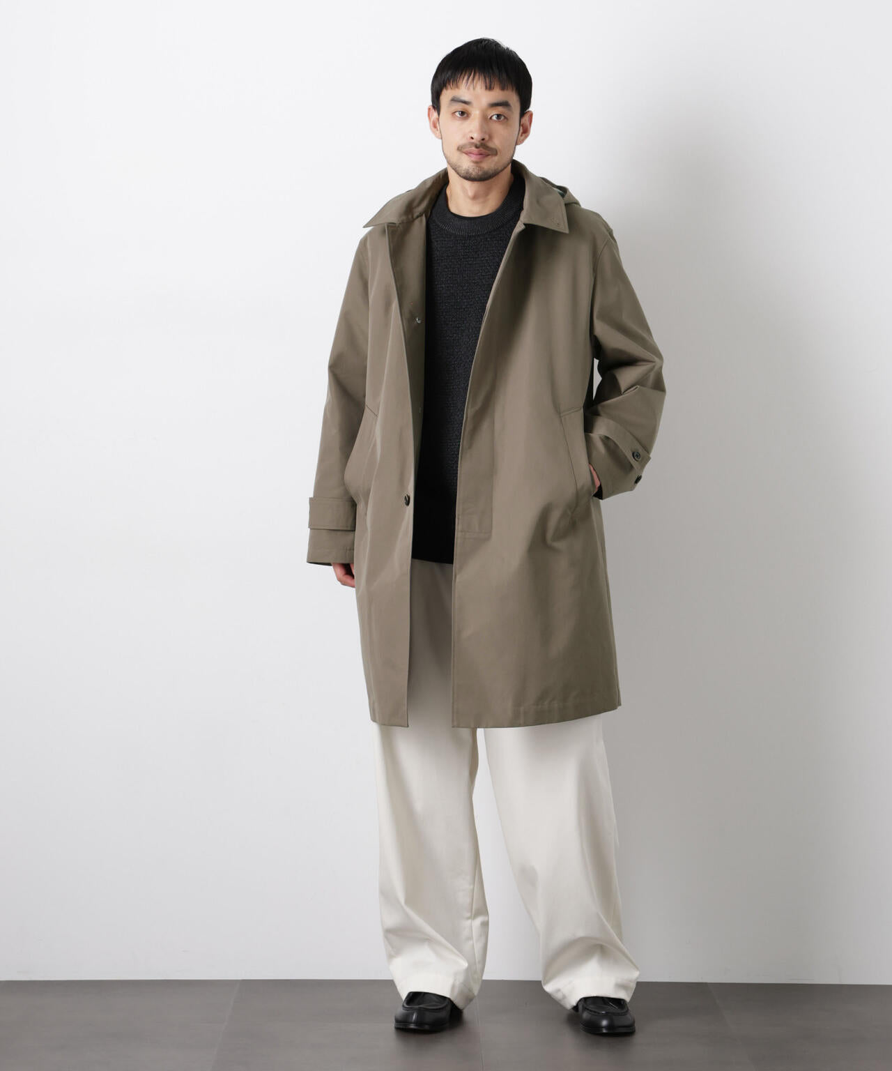 フーデッドステンカラーコート｢WARP PRINT｣ライニング 6686111202