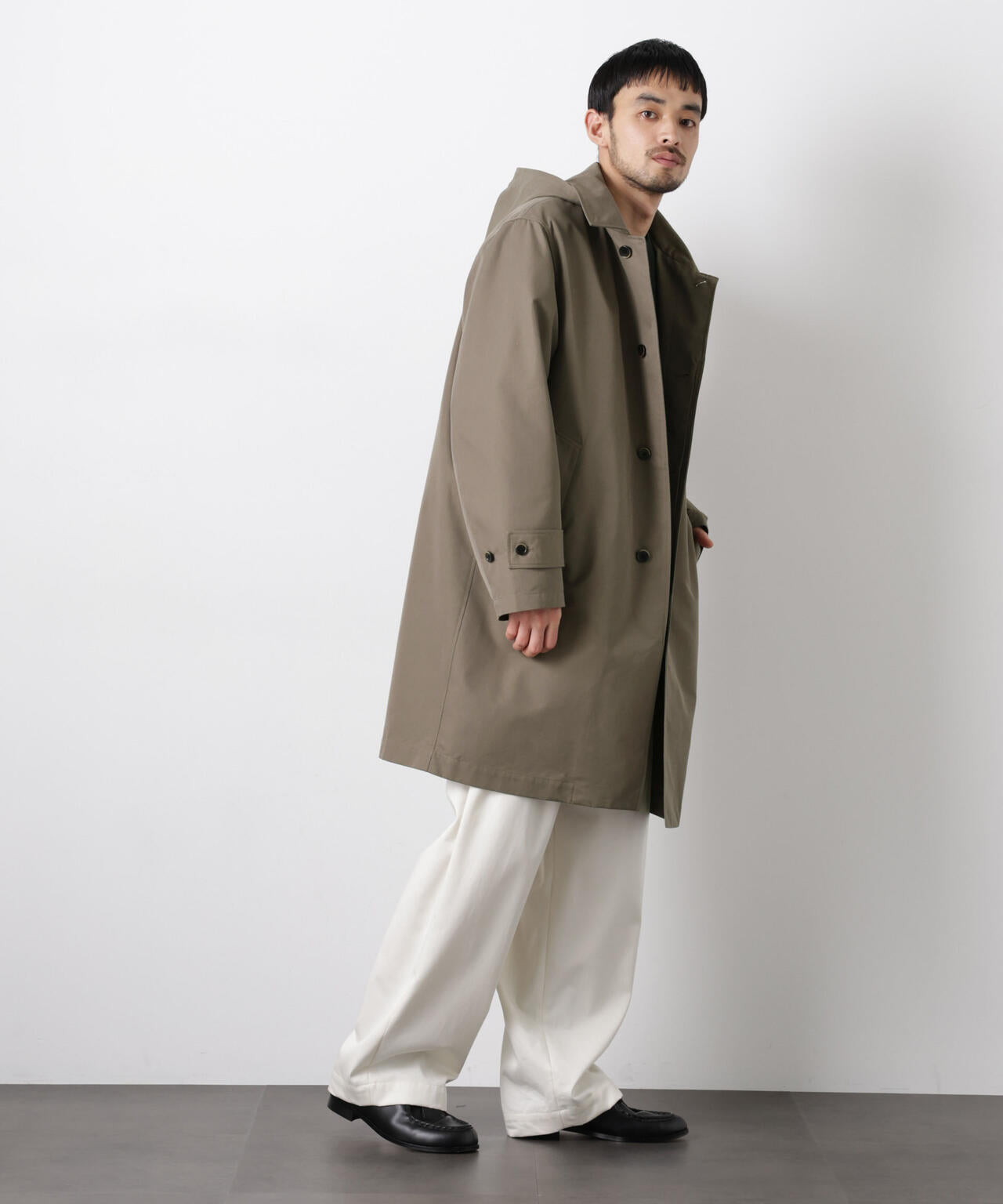 フーデッドステンカラーコート｢WARP PRINT｣ライニング 6686111202