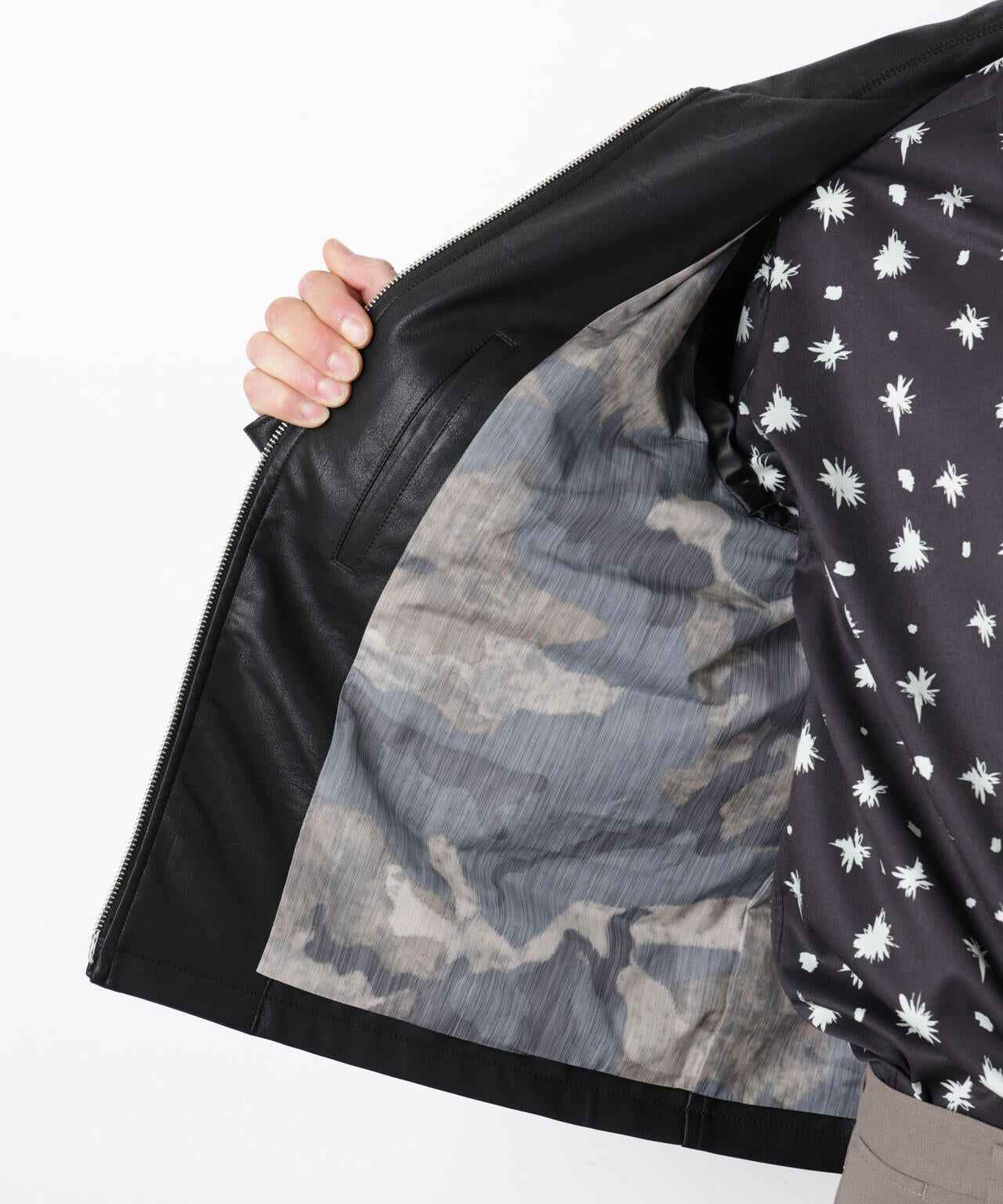 フェイクレザー｢WARP PRINT｣ライニング 6686112206