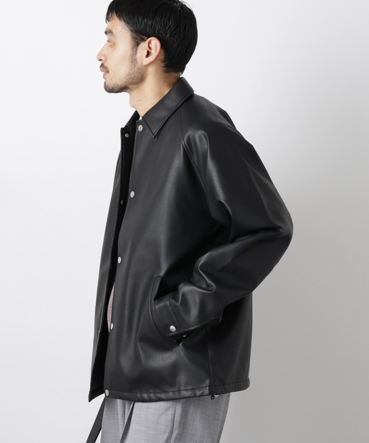フェイクレザーリラックスコーチジャケット 6686112210