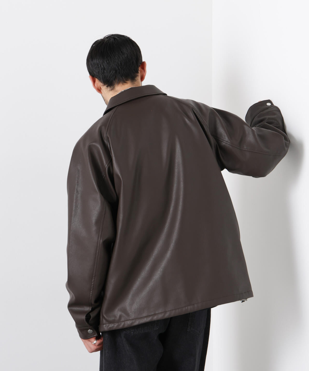 フェイクレザーリラックスコーチジャケット 6686112210