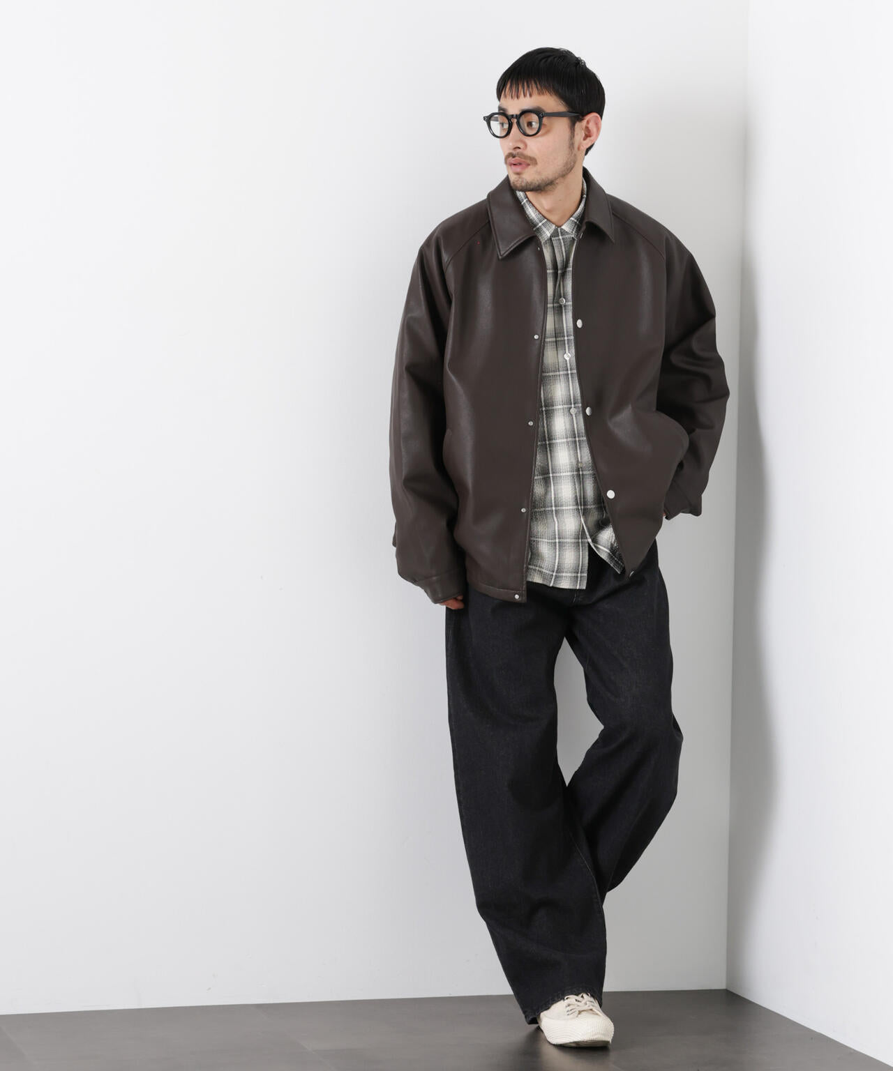 フェイクレザーリラックスコーチジャケット 6686112210