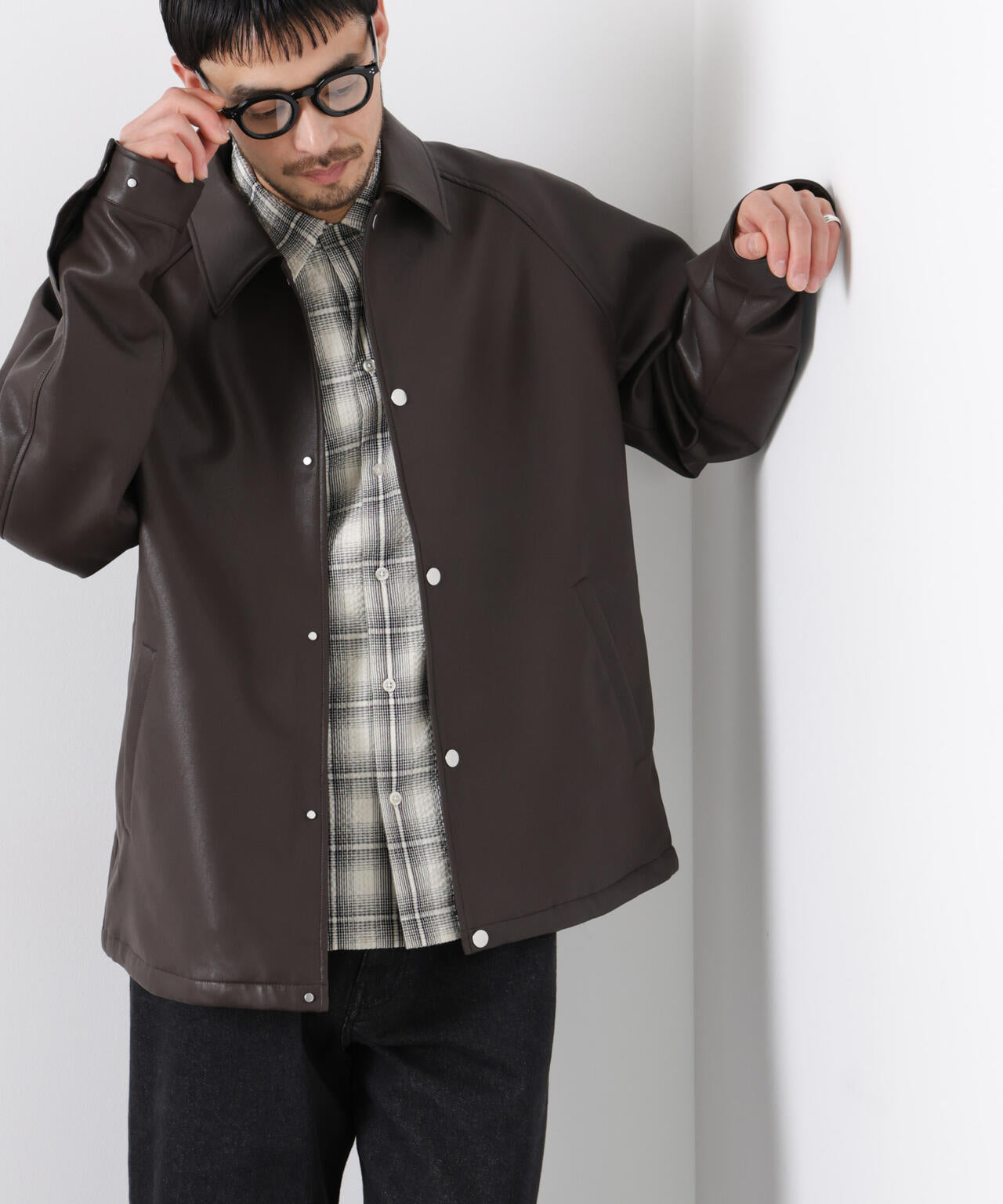 フェイクレザーリラックスコーチジャケット 6686112210