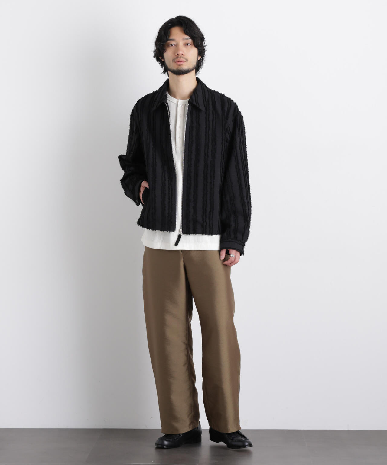 「ASSEMBLANC」カットレースフリンジブルゾン 6686112212